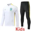 Brazil 2026/27 White Yellow Kids Half Pull Tracksuit - Front View | KFCOOL