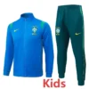 Brazil 2026/27 Green Blue Kids Jacket Tracksuit - Front View | KFCOOL