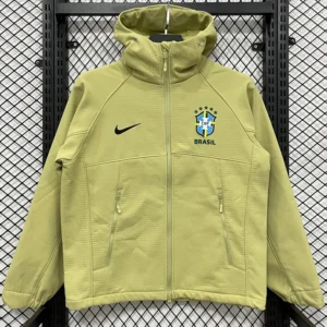 Brazil 2026/27 Yellow Green Outdoor Jacket - Front View | KFCOOL