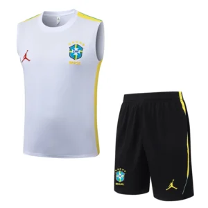 Brazil 2026/27 White Sleeveless Shorts - Front View | KFCOOL