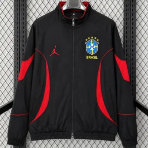 Brazil 2026/27 Black Windbreaker - Front View Brazil 2026/27 Black Windbreaker - Front View | KFCOOL