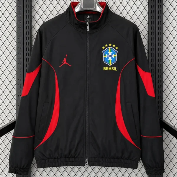 Brazil 2026/27 Black Windbreaker - Front View | KFCOOL