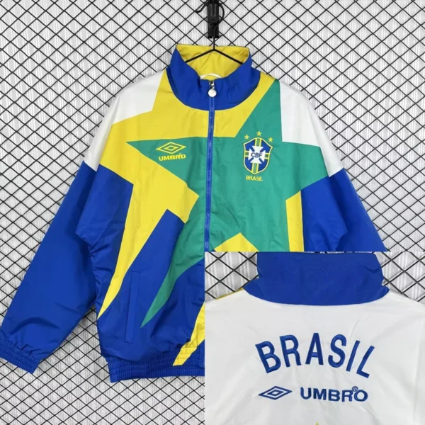 Brazil 1993/94 Retro Blue White Windbreaker - Front View - KFCool – Football Jerseys & Soccer Kits Store Brazil 1993/94 Retro Blue White Windbreaker - Front View | KFCOOL