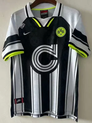 Borussia Dortmund 1996/97 Retro Away Black White Jersey Fan Version - Front View | KFCOOL