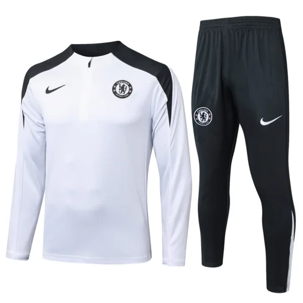 Chelsea 2025/26 White Half Pull Tracksuit - Front View | KFCOOL