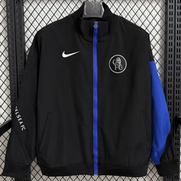 Chelsea 2025/26 Black Blue Windbreaker - Front View - KFCool – Football Jerseys & Soccer Kits Store Chelsea 2025/26 Black Blue Windbreaker - Front View | KFCOOL