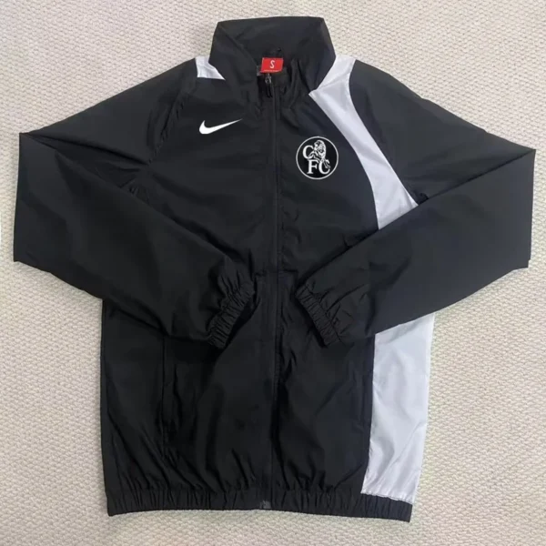 Chelsea 2025/26 Black White Windbreaker - Front View | KFCOOL