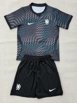 Chelsea 2026/27 Goalkeeper Black Kids Kit Fan Version - Front View | KFCOOL