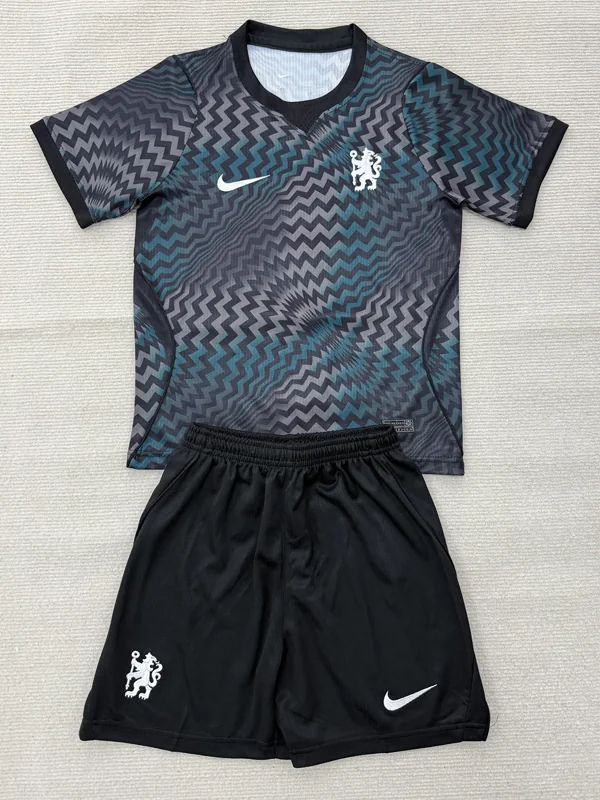 Chelsea 2026/27 Goalkeeper Black Kids Kit Fan Version - Front View | KFCOOL