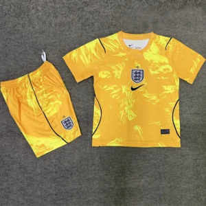 England 2026/27 Goalkeeper Yellow Kids Kit Fan Version - Front View | KFCOOL