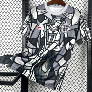 England 2026/27 Black White Training Shirt - Front View | KFCOOL
