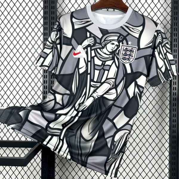 England 2026/27 Black White Training Shirt - Front View | KFCOOL