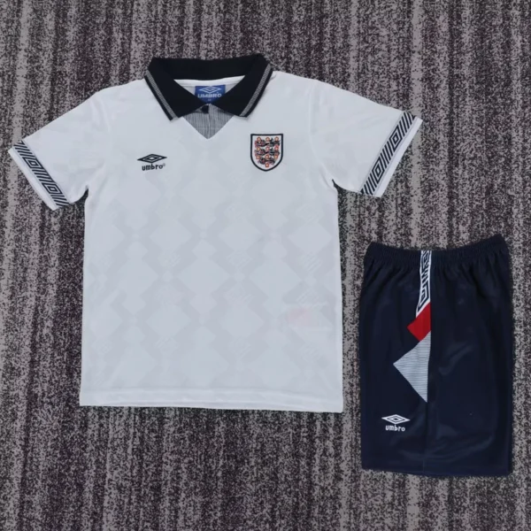 England 1990/91 Retro Home Kids Kit Fan Version - Front View | KFCOOL