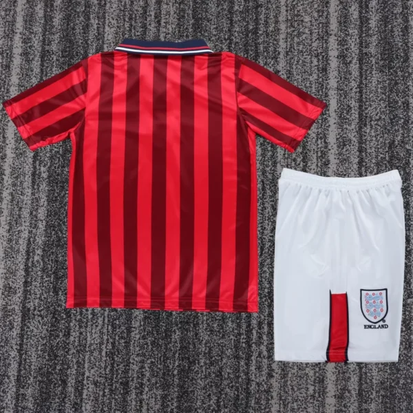 England 1998/99 Retro Away Kids Kit Fan Version - Back View - KFCool – Football Jerseys & Soccer Kits Store England 1998/99 Retro Away Kids Kit Fan Version - Back View | KFCOOL