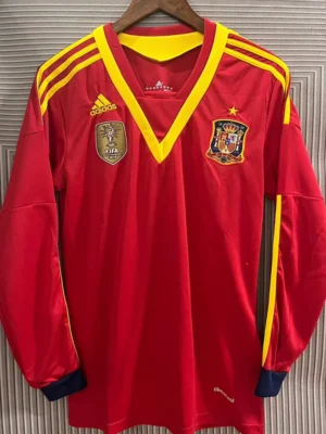 Spain 2013/14 Retro Home Long Sleeve Jersey Fan Version - Front View | KFCOOL