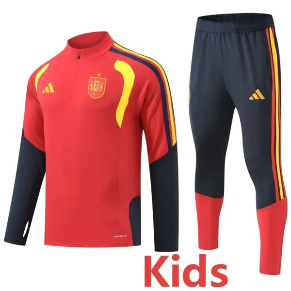 Spain 2026/27 Red Kids Half Pull Tracksuit - Front View | KFCOOL