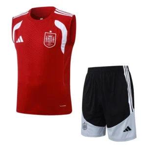 Spain 2026/27 Red White Sleeveless Shorts - Front View Spain 2026/27 Red White Sleeveless Shorts - Front View | KFCOOL