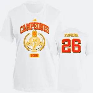 Spain 2026/27 White T-Shirt - Front View Spain 2026/27 White T-Shirt - Front View | KFCOOL