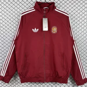 Spain 2026/27 Red White Windbreaker - Front View Spain 2026/27 Red White Windbreaker - Front View | KFCOOL