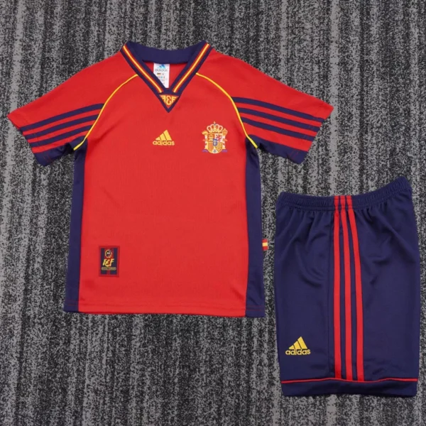 Spain 1998/99 Retro Home Kids Kit Fan Version - Front View | KFCOOL