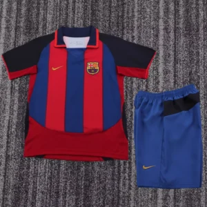 Barcelona 2003/04 Retro Home Kids Kit Fan Version - Front View Barcelona 2003/04 Retro Home Kids Kit Fan Version - Front View | KFCOOL