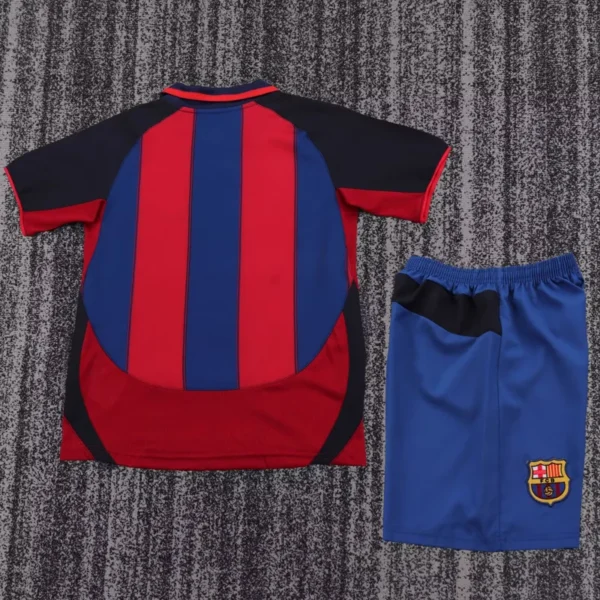 Barcelona 2003/04 Retro Home Kids Kit Fan Version - Back View | KFCOOL