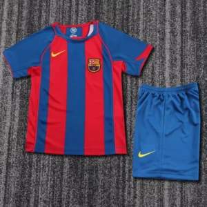 Barcelona 2004/05 Retro Home Kids Kit Fan Version - Front View Barcelona 2004/05 Retro Home Kids Kit Fan Version - Front View | KFCOOL