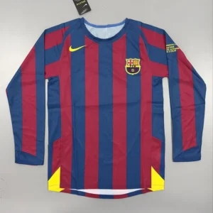 Barcelona 2005/06 Retro Home Red Long Sleeve Jersey Fan Version - Front View Barcelona 2005/06 Retro Home Red Long Sleeve Jersey Fan Version - Front View | KFCOOL