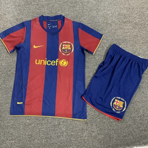 Barcelona 2007/08 Retro Home Kids Kit Fan Version - Front View | KFCOOL