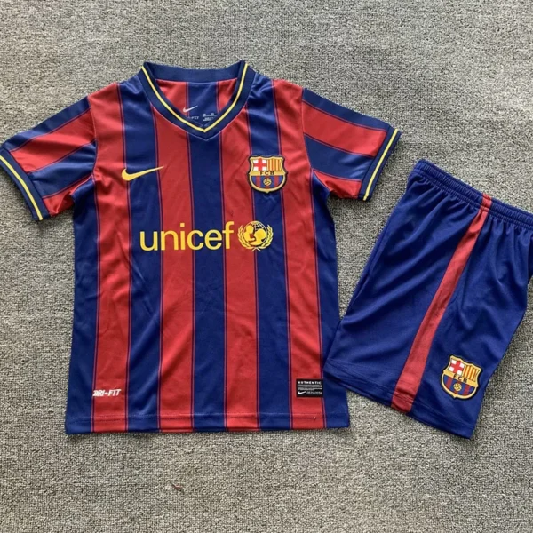 Barcelona 2009/10 Retro Home Kids Kit Fan Version - Front View | KFCOOL