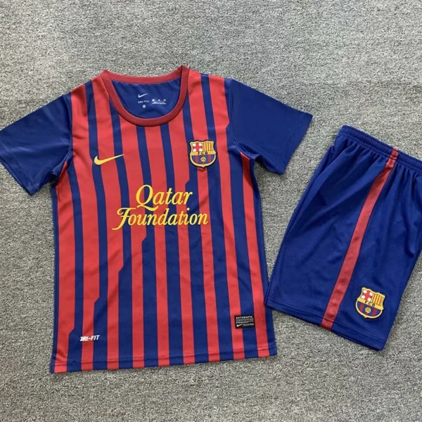 Barcelona 2011/12 Retro Home Kids Kit Fan Version - Front View | KFCOOL