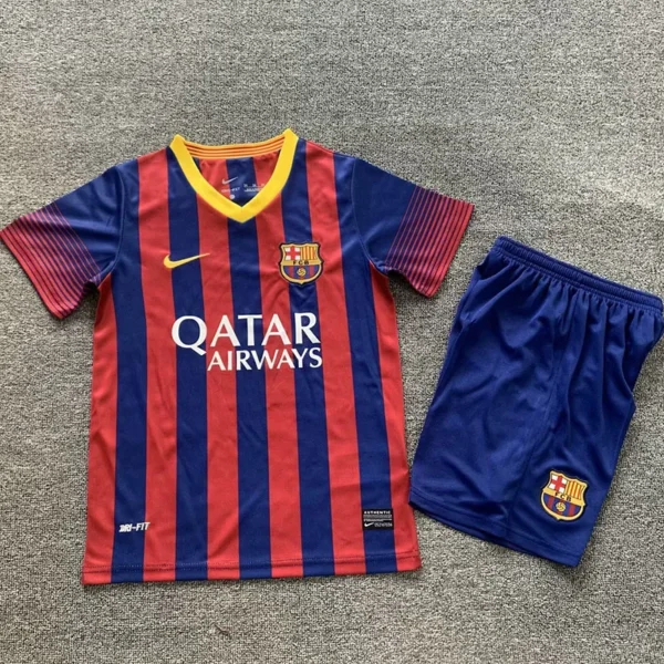 Barcelona 2013/14 Retro Home Kids Kit Fan Version - Front View | KFCOOL