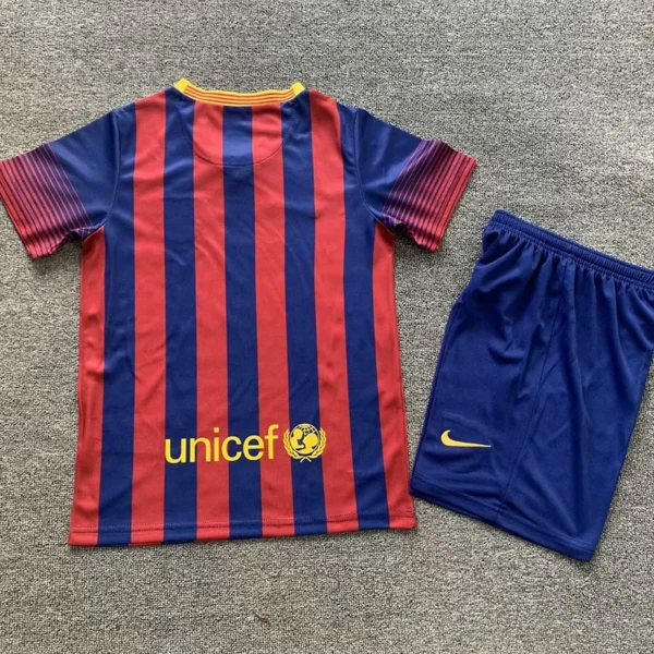 Barcelona 2013/14 Retro Home Kids Kit Fan Version - Back View | KFCOOL