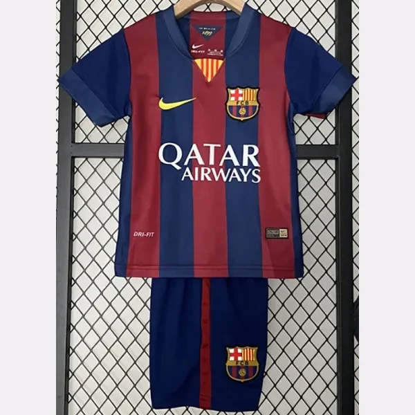 Barcelona 2014/15 Retro Home Kids Kit Fan Version - Front View - KFCool – Football Jerseys & Soccer Kits Store Barcelona 2014/15 Retro Home Kids Kit Fan Version - Front View | KFCOOL