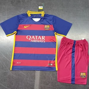 Barcelona 2015/16 Retro Home Kids Kit Fan Version - Front View | KFCOOL