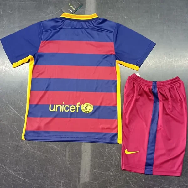 Barcelona 2015/16 Retro Home Kids Kit Fan Version - Back View | KFCOOL