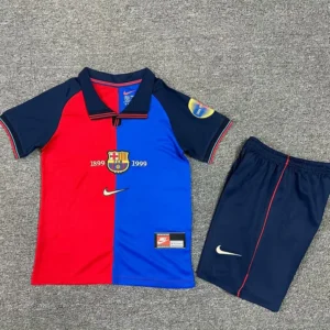 Barcelona 1999 Retro Home Kids Kit Fan Version - Front View Barcelona 1999 Retro Home Kids Kit Fan Version - Front View | KFCOOL