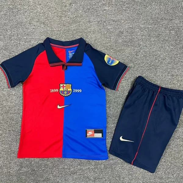 Barcelona 1999 Retro Home Kids Kit Fan Version - Front View | KFCOOL