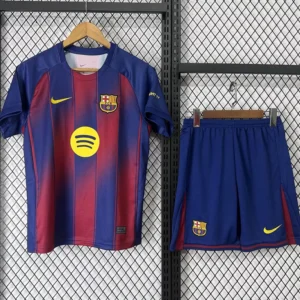 Barcelona 2025/26 Home Blue Kids Kit Fan Version - Front View | KFCOOL