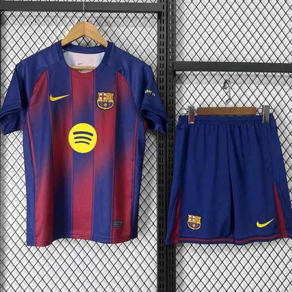 Barcelona 2025/26 Home Blue Kids Kit Fan Version - Front View | KFCOOL