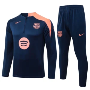 Barcelona 2025/26 Blue Pink Half Pull Tracksuit - Front View | KFCOOL
