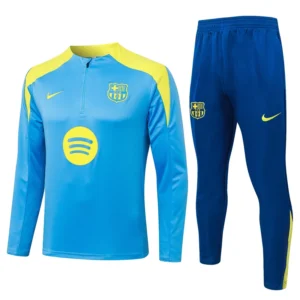 Barcelona 2025/26 Blue Yellow Half Pull Tracksuit - Front View | KFCOOL