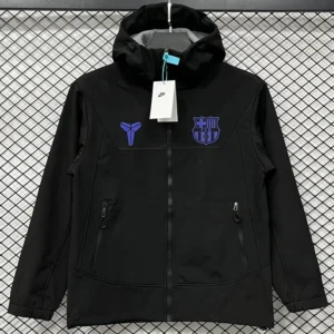 Barcelona 2025/26 Black Outdoor Jacket - Front View Barcelona 2025/26 Black Outdoor Jacket - Front View | KFCOOL