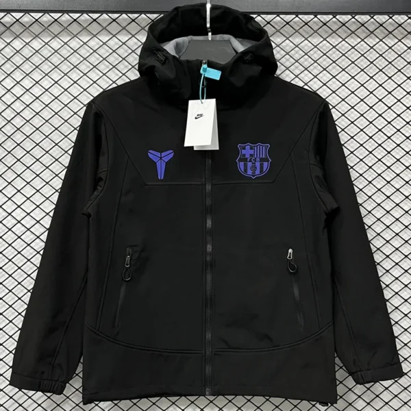 Barcelona 2025/26 Black Outdoor Jacket - Front View | KFCOOL