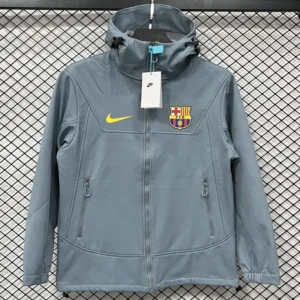 Barcelona 2025/26 Sky Blue Outdoor Jacket - Front View Barcelona 2025/26 Sky Blue Outdoor Jacket - Front View | KFCOOL