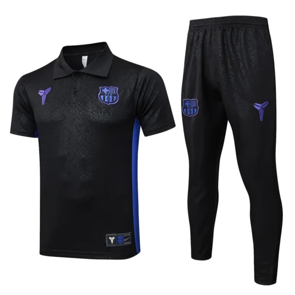 Barcelona 2025/26 Black Short Sleeve Pants Suit - Front View | KFCOOL