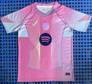 Barcelona 2025/26 Pink White Training Shirt - Front View Barcelona 2025/26 Pink White Training Shirt - Front View | KFCOOL