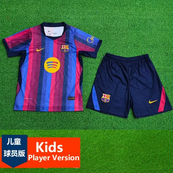 Barcelona 2026/27 Home Kids Kit Player Version - Front View | KFCOOL