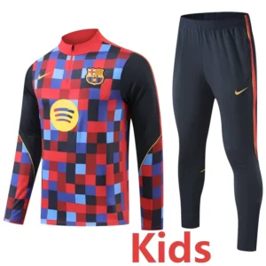 Barcelona 2026/27 Red Kids Half Pull Tracksuit - Front View Barcelona 2026/27 Red Kids Half Pull Tracksuit - Front View | KFCOOL