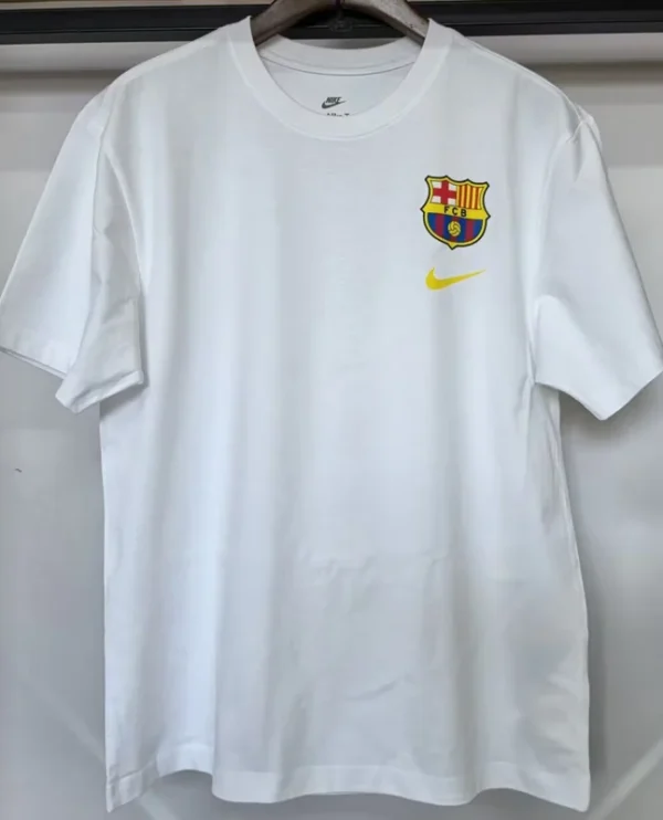 Barcelona 2026/27 White T-Shirt - Front View - KFCool – Football Jerseys & Soccer Kits Store Barcelona 2026/27 White T-Shirt - Front View | KFCOOL